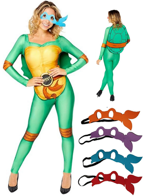 ladies ninja turtle fancy dress Teenage Mutant Official Costume + Mask UK 8-18 loose kaftan