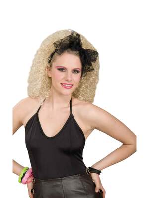 Lacey Black Hair Scarf 1980s Costume Accessory