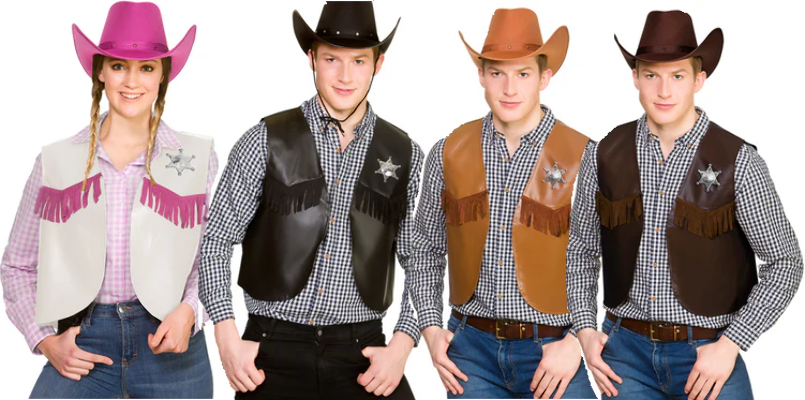 Cowboy Gilet Adulti Western Wild West Cowgirl Accessorio Costume