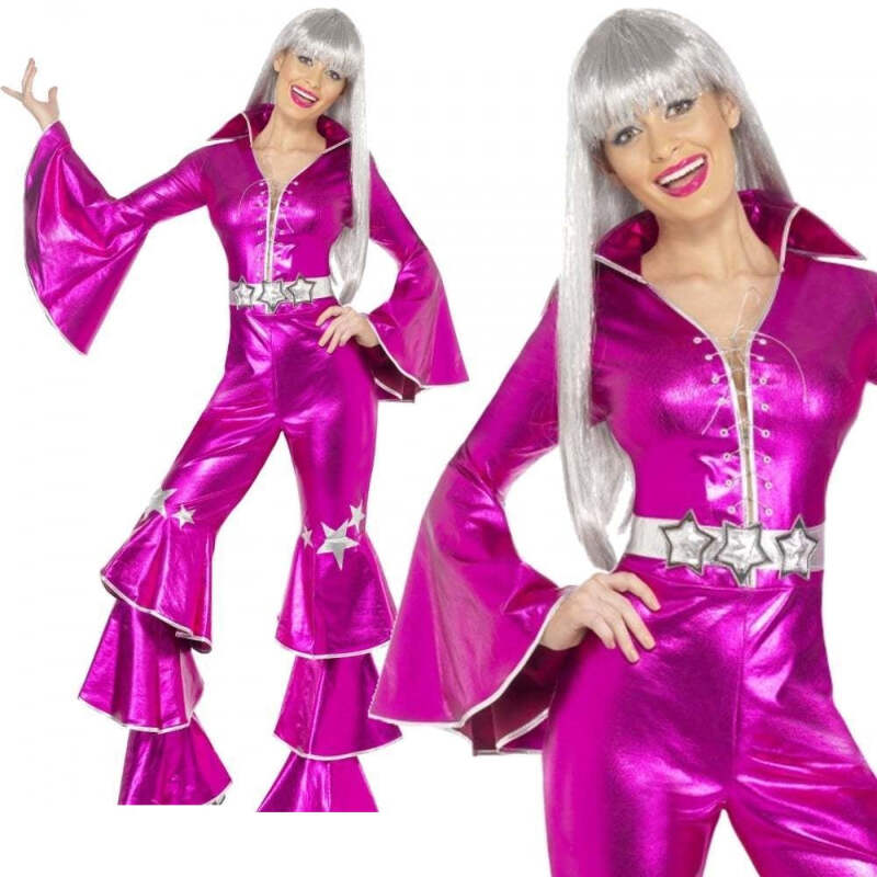 70s Pink Dancing Queen Costume Music Waterloo Mamma Mia Adult