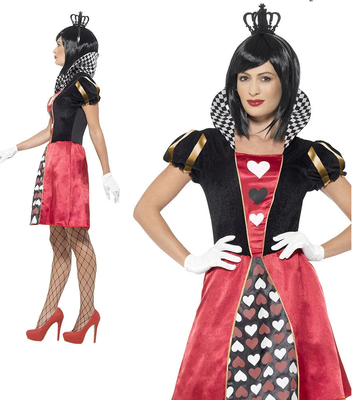 Alice IN Wonderland Regina di Cuori Donna Costume da Favola Taglie XS-XL