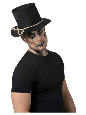 Burlap Scarecrow Top Hat Black Adult