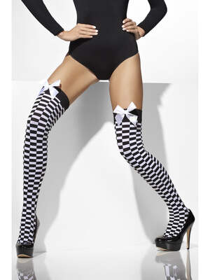 Opaque Hold Ups Adult Black White 42784 Opaque Hold Ups Adult Black White 42784
