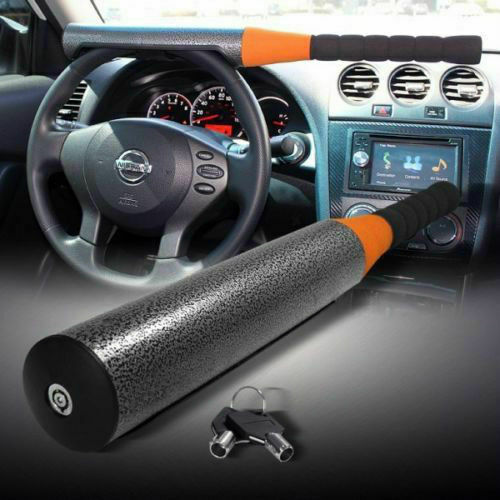 Bloccasterzo Antifurto Auto A Doppia Barra Universale - Giallo Fluorescente Con 3 Chiavi Laser