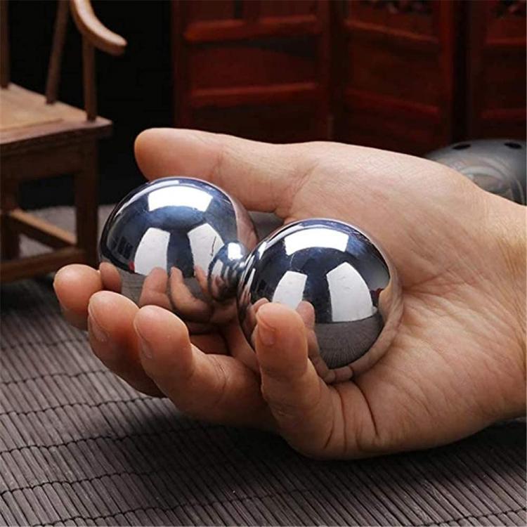 ZHANGZONG Palline Cinesi Baoding Balls Palline Massaggio Palline Antistress Per Esercizi Di Salute Cinesi Da 2 Pollici Cromate Argento Imitazione - Foto 8
