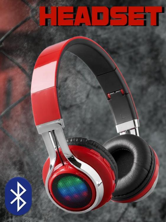 CUFFIE BLUETOOTH WIRELESS STEREO SENZA FILI PIEGHEVOLE SD RADIO VIVAVOCE CON LED - Immagine 5