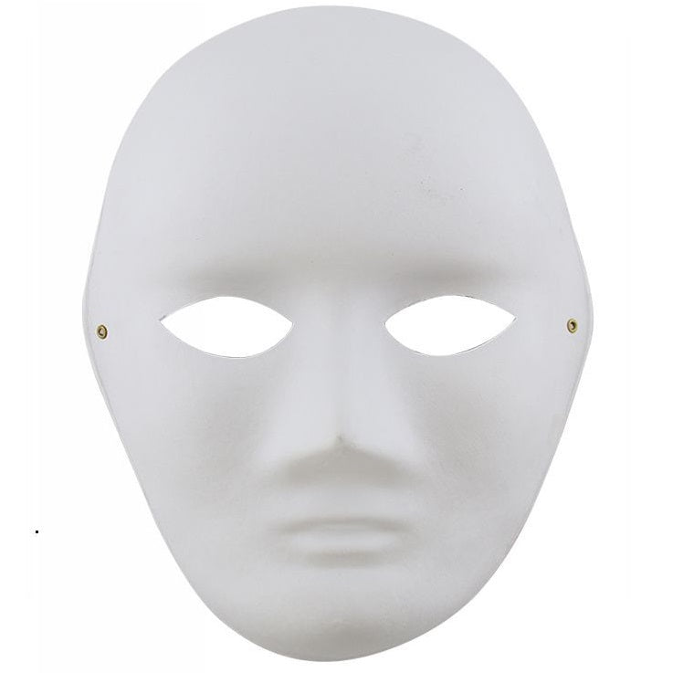 MASCHERA BIANCA VISO INTERO IN CARTA PER DIPENGERE CARNEVALE TEATRALE UOMO DONNA - Immagine 1