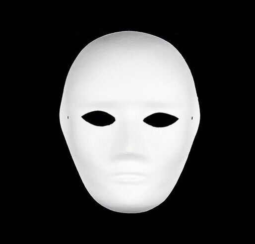 MASCHERA BIANCA VISO INTERO IN CARTA PER DIPENGERE CARNEVALE TEATRALE UOMO DONNA - Immagine 2