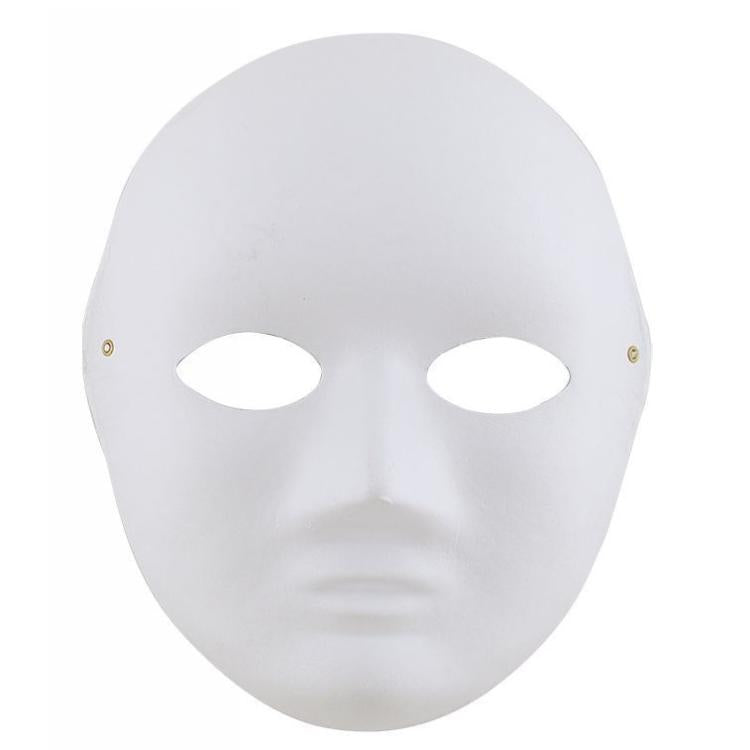 MASCHERA VISO INTERO BIANCA IN CARTA PER DIPENGERE CARNEVALE TEATRALE UOMO DONNA - Immagine 1