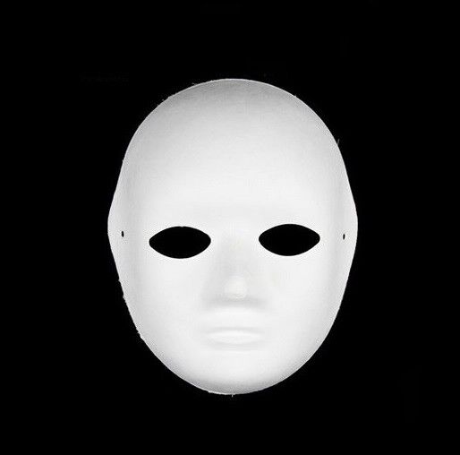 MASCHERA VISO INTERO BIANCA IN CARTA PER DIPENGERE CARNEVALE TEATRALE UOMO DONNA - Immagine 2