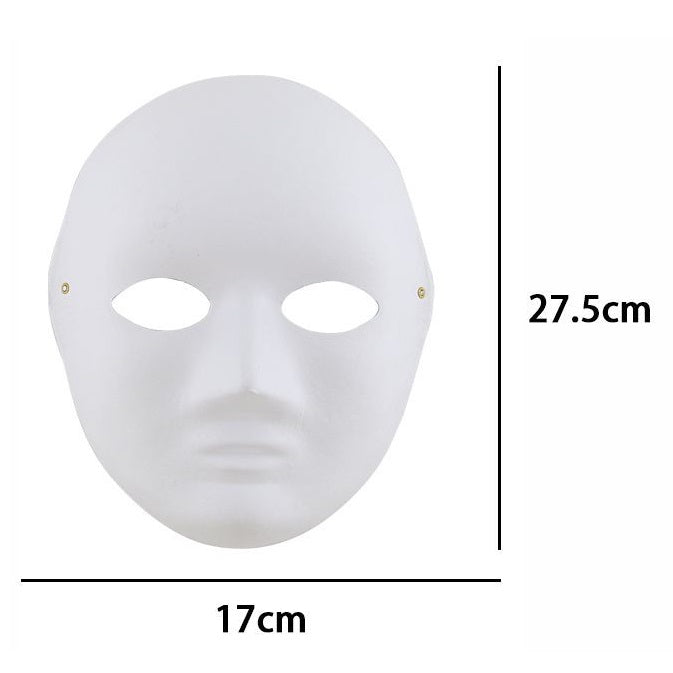 MASCHERA VISO INTERO BIANCA IN CARTA PER DIPENGERE CARNEVALE TEATRALE UOMO DONNA - Immagine 3