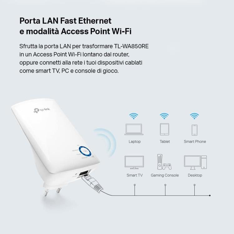 Tp-Link (TL-WA850RE) Ripetitore Extender Wireless Presa Wifi E Access Point Ps4 - Immagine 5