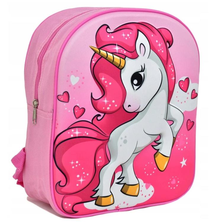 ZAINO RAINBOW UNICORN - UNICORNO 3D ZAINETTO CARTELLA ASILO SCUOLA BAMBINA BIMBA - Immagine 2