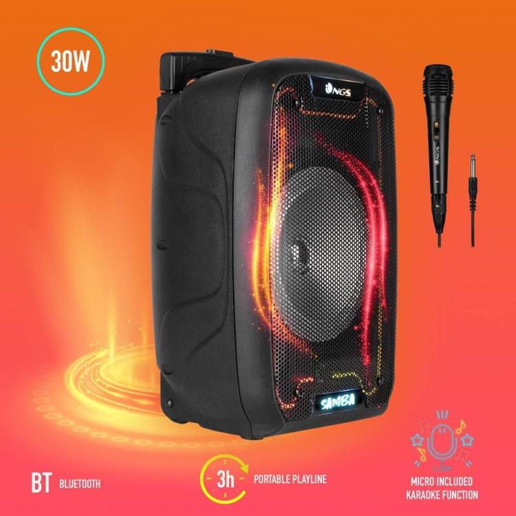 NGS SPEAKER WILD SAMBA PORTATILE BT + MIC RICARICABILE 30W CASSA BLUETOOTH - Immagine 2