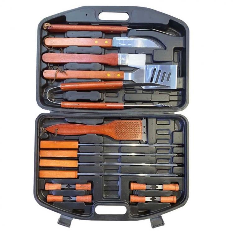tectake® Set Barbecue Acciaio Inox, Accessori Barbecue con Valigetta Alluminio, Utensili Griglia, kit Barbecue Completo, Posate Barbecue, Spatola Pinza Forchettone, 18 Pezzi