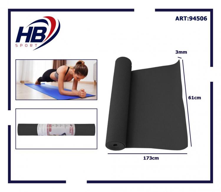 TAPPETINO YOGA TAPPETO AEROBICA FITNESS GINNASTICA PALESTRA PILATES 0.3cm NERO - Immagine 2