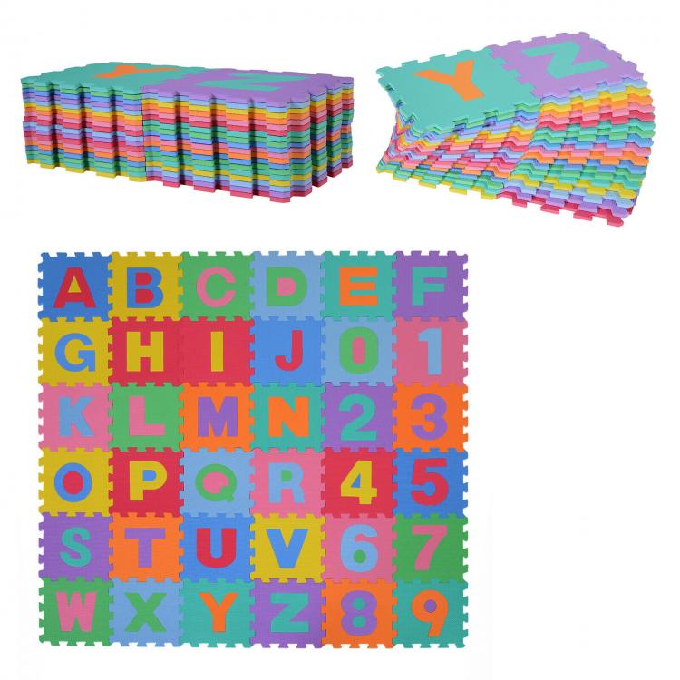 TAPPETO PUZZLE BAMBINI 36PZ GIOCO TAPPETINO MORBIDO NUMER LETTERE ALFABETO GOMMA - Immagine 2