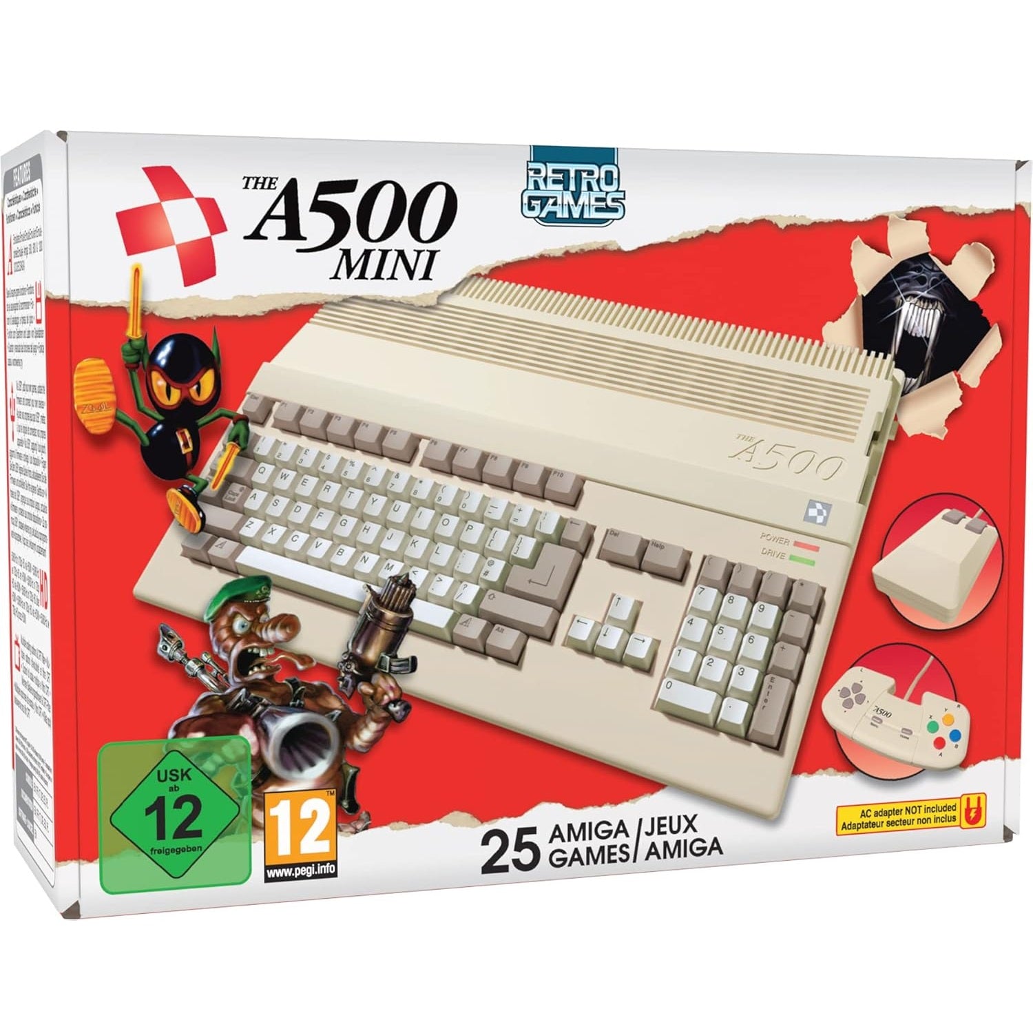 The A500 Mini (25 Amiga Games) Retro Games Console di Gioco 25 Videogames Hdmi - Immagine 1