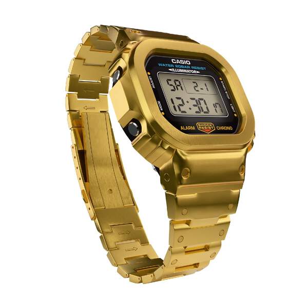 Casio G-Shock DW5600 Mod Gold PVD Steel Bezel Bracelet 5600 Full
