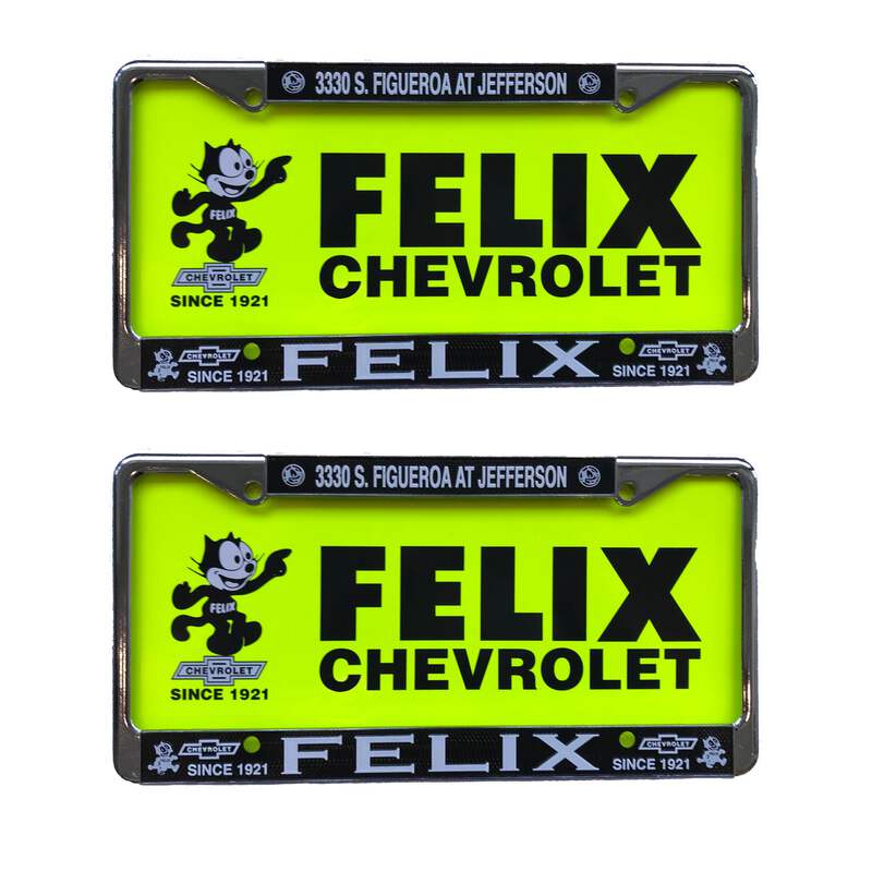 Felix Chevrolet Retro Metal License Plate Set Of 2 Frames And