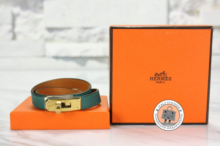 NEW Hermes Kelly Double Tour Malachite / CCZ6 Swift Medium