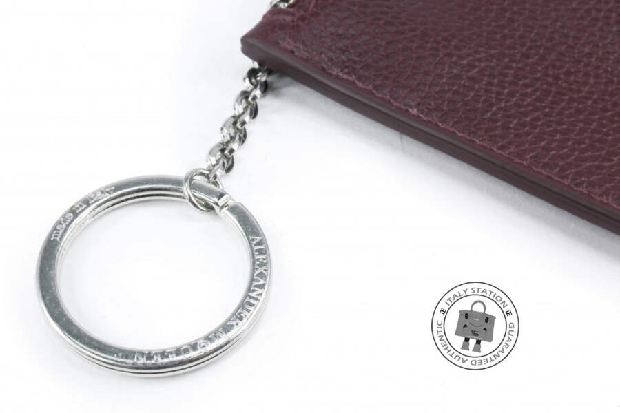 ★alexander mcqueen★  Coin Card Holder Dark Blue Ivory Alexander McQueen Leather Men's ID and Badge Holders for