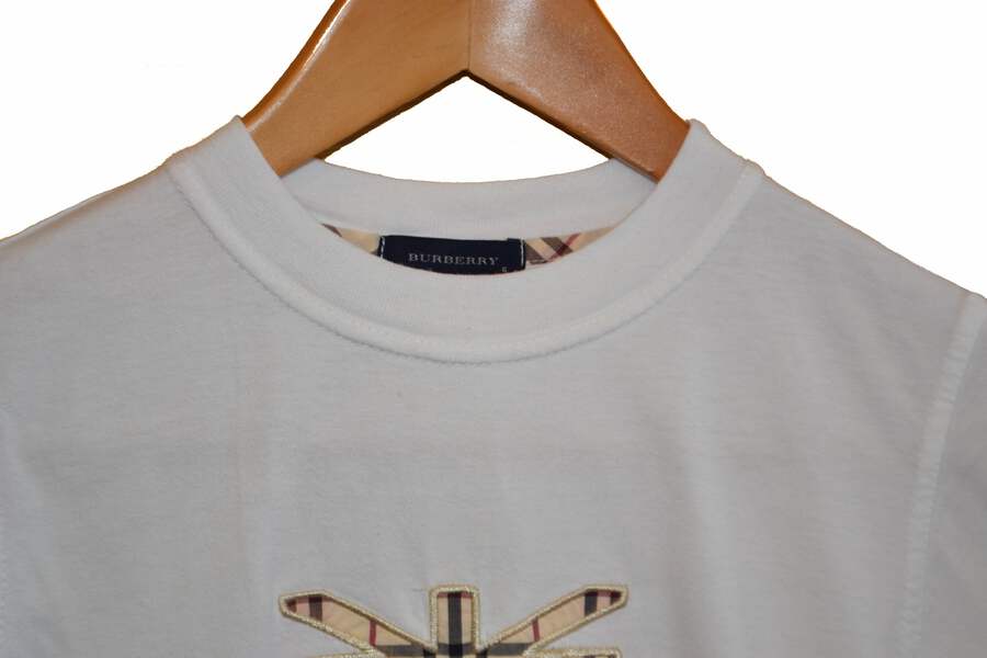 BRIANBerry ユニセックス SIGNATURE Tシャツ WB USED Burberry British Flag Haymarket Signature White Boy T