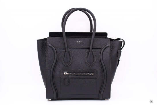NEW Celine 16779 3DRU Luggage Black / 0N38 Calfskin Micro Tote Bag