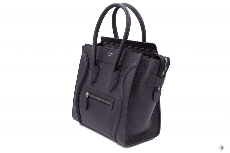 CELINE ブラック レギンス XS NEW Celine 16779 3DRU Luggage Black / 0N38 Calfskin Micro Tote Bag