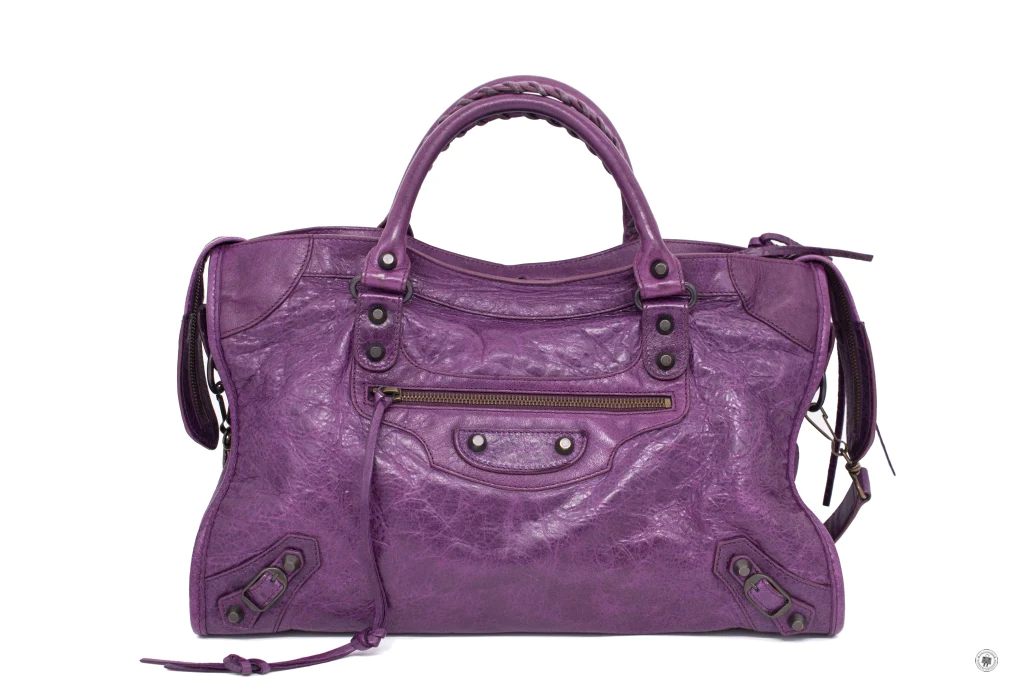 balenciaga city bag purple