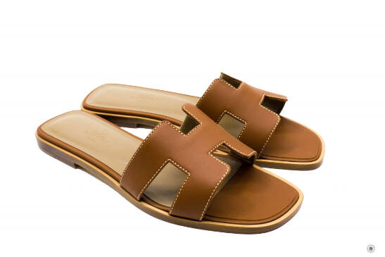Hermes Size 36 Oran Sandal Box Leather Gold