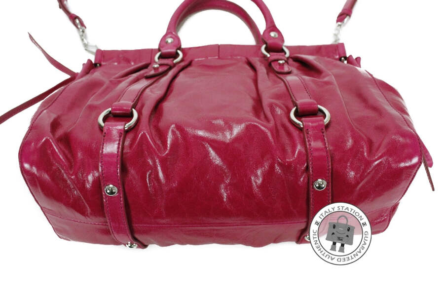 Miu miu ポロドレス NEW Miu Miu RT0383 X72 Vitello Lux Bauletto Aperto Fuxia