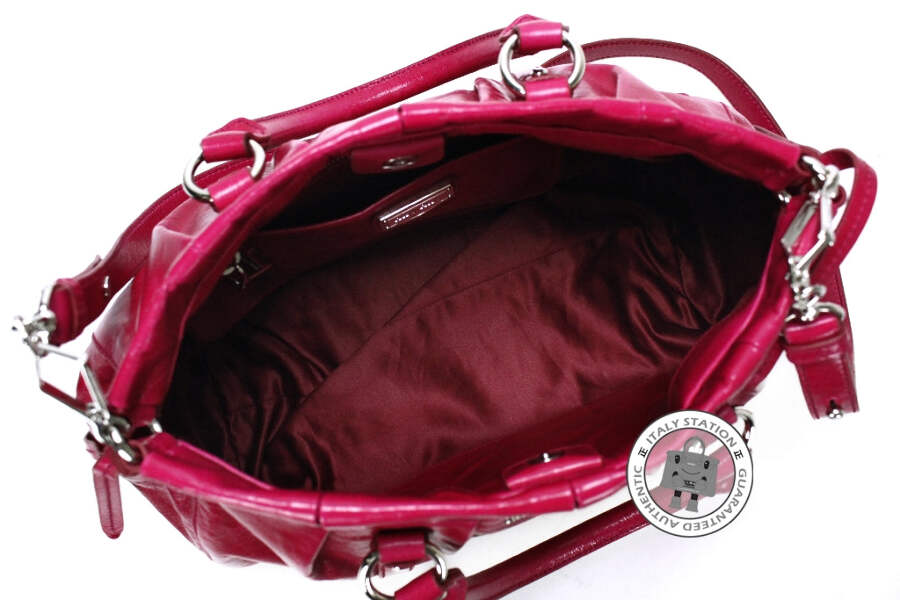NEW Miu Miu RT0383 X72 Vitello Lux Bauletto Aperto Fuxia