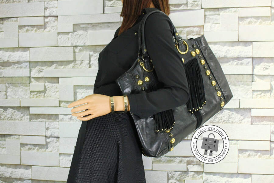 USED Gucci 207301 Black Leather Tote Bag Ghw AUTHENTIC NWT | eBay