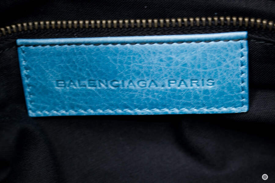 Used Balenciaga 235216 D94JT Small Stud Velo Blue Lambskin