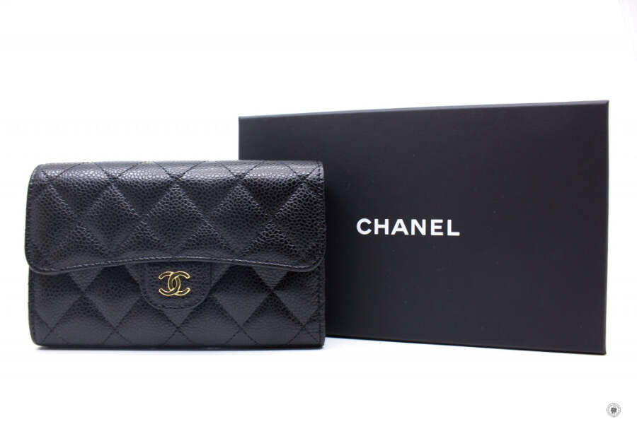 NEW Chanel AP0232 Y01864 Classic Flap Wallet Black / C3906