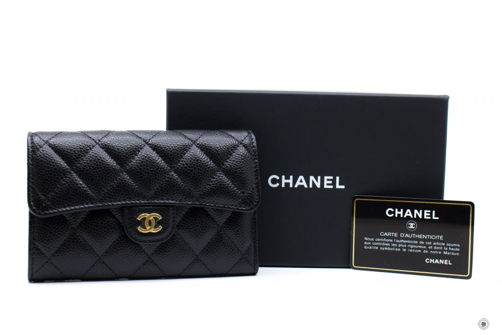 NEW Chanel AP0232Y01864 Classic Flap Wallet Black C3906 Caviar