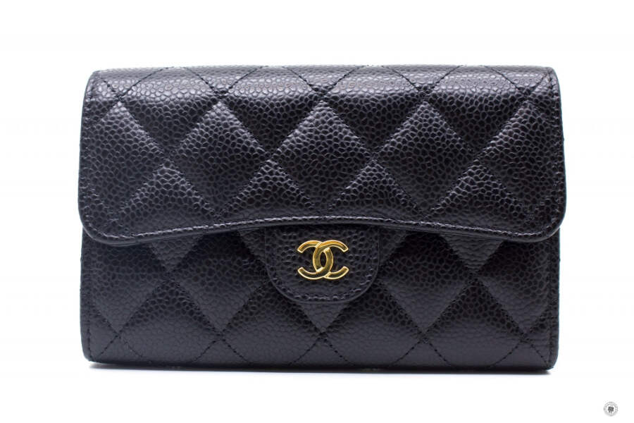 NEW Chanel AP0232 Y01864 Classic Flap Wallet Black / C3906 Caviar