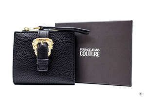 長財布 VERSACE [Versace] SS25 Wallet 1018746_1A131711B00V VERSACE Long Wallet Grain Leather Round Zip Baroco Letter V