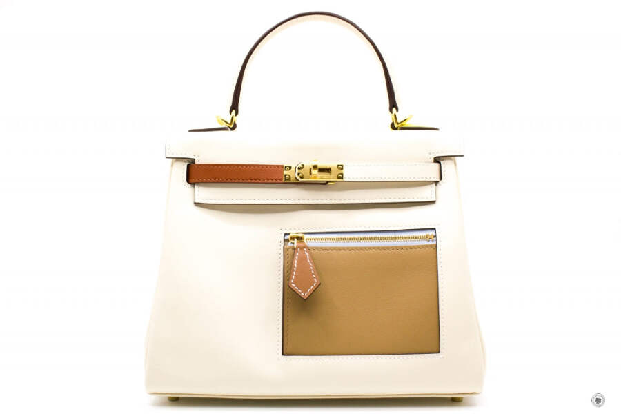 HERMES プリユム35 NEW Hermes H083583CC Kelly 25 Colormatic Chromatic Bag Nata/chai