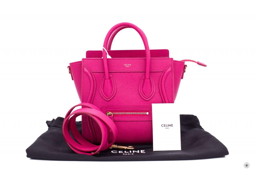 NEW Celine 18924 3DRU Nano Luggage Pink Calfskin Nano