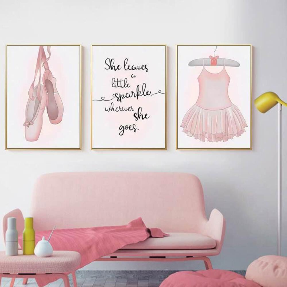 Ballerina gerahmtes Leinwandbild für Mädchenzimmer - Bild 11 von 14