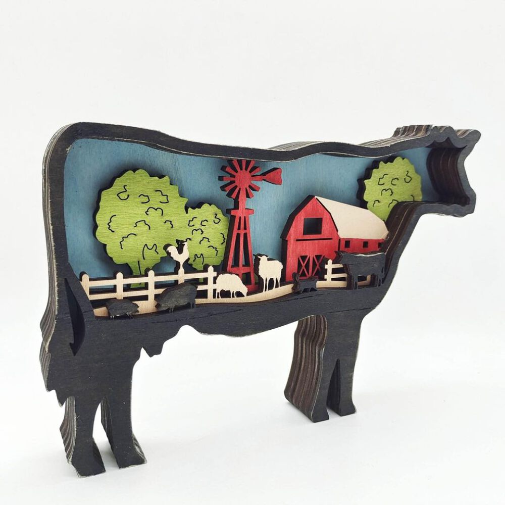 Barn Style 3D Wood Animal Decorations with String Lights - Bild 2 von 2