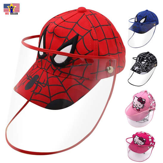 Protective Baseball Kid Child Kitty Spider man Cap Hat Detachable