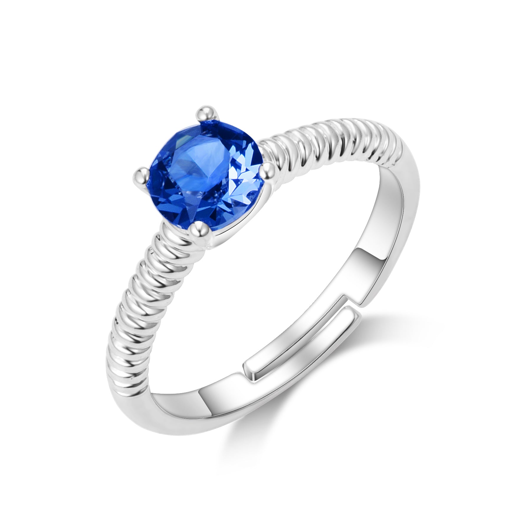 September (Sapphire) Adjustable Birthstone Ring Created with Swarovski