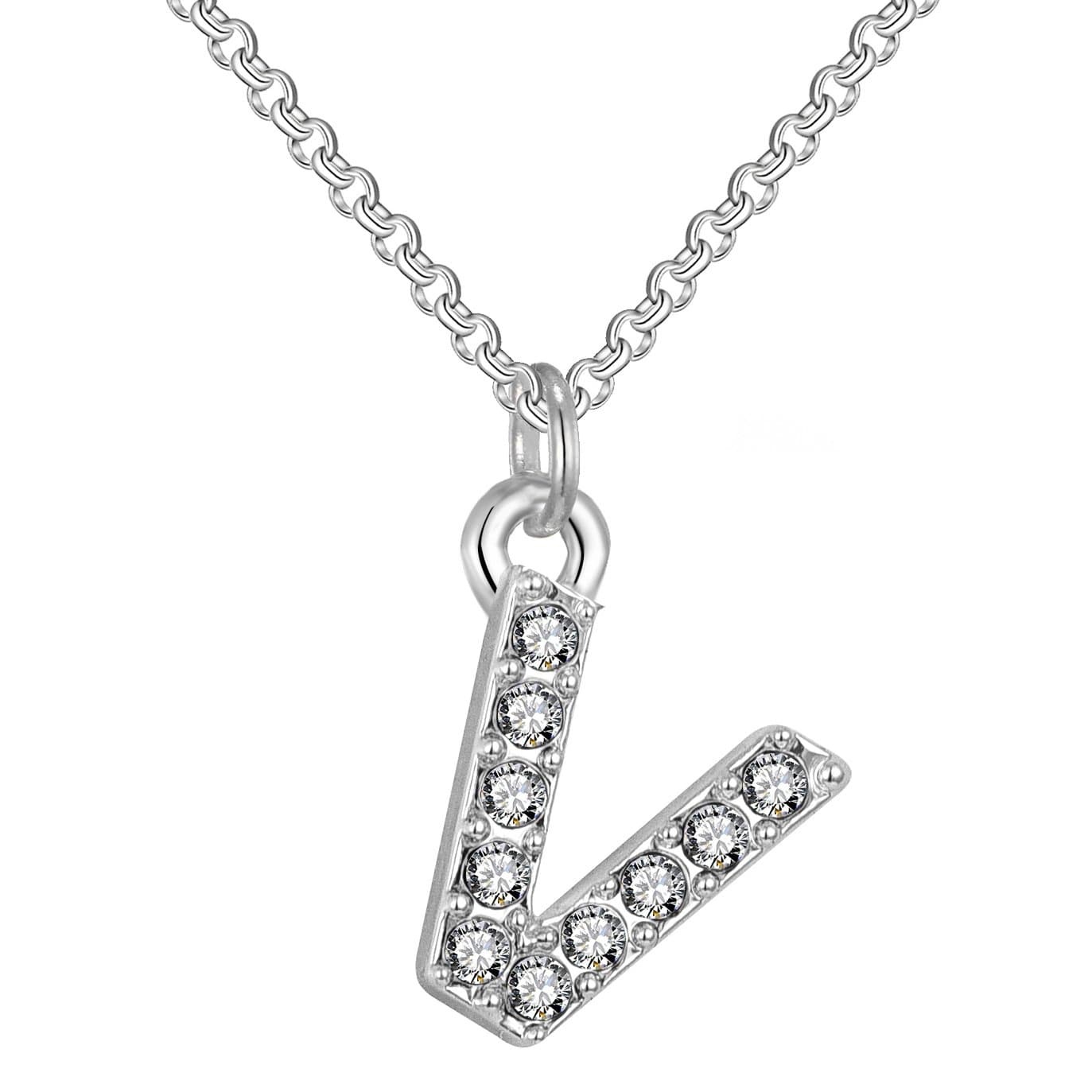 Pave Initial Necklace Letter V Created with Swarovski® Crystals by ...