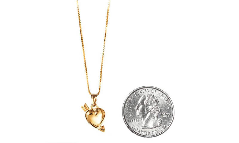 Supreme 14k Gold Heart & Arrow Pendant & Chain SS17