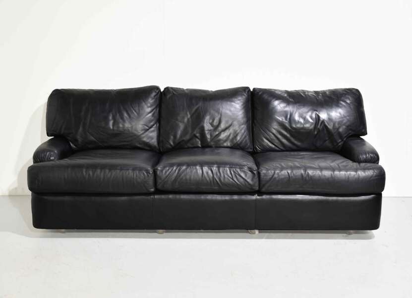 Vintage Black Leather 3 Seater Sofa by Hancock and Moore | eBay