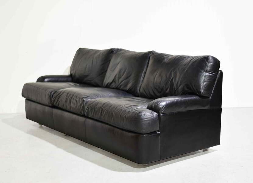 Vintage Black Leather 3 Seater Sofa by Hancock and Moore | eBay