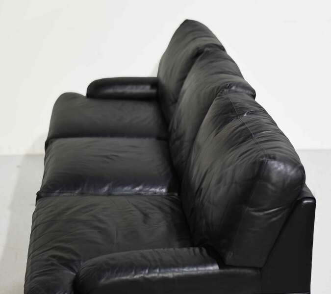 Vintage Black Leather 3 Seater Sofa by Hancock and Moore | eBay